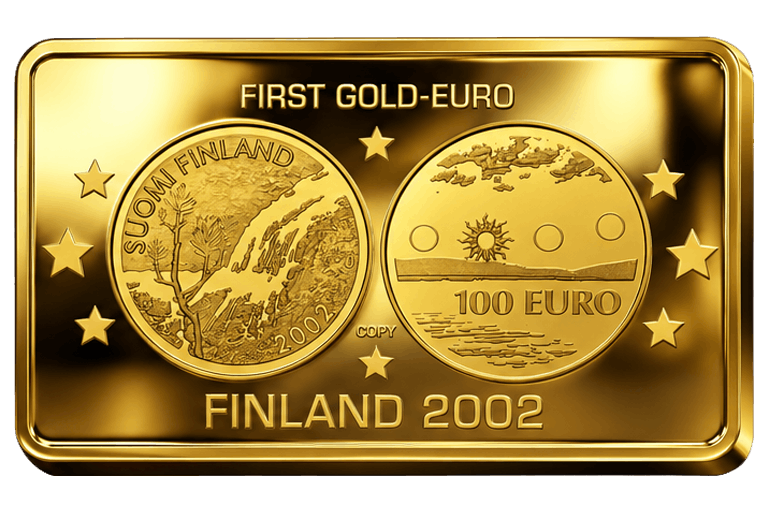 Złota moneta First Gold-Euro — Finlandia 2002